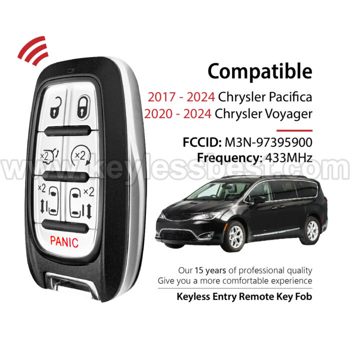 2017 - 2024 Chrysler Pacifica Voyager / 7 Buttons Keyless Entry Remote / M3N-97395900 / PN: 68217832AC, 68217832AD, 68217832AB / 4A - Image 2