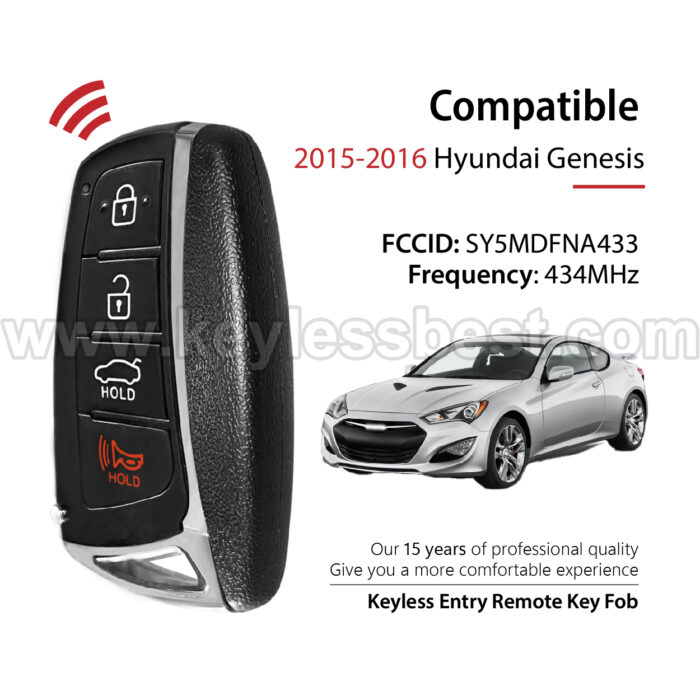 2015-2016 Hyundai Genesis / 4 Buttons Keyless Entry Remote / SY5MDFNA433 / PN:95440-B1210 / 47 - Image 2