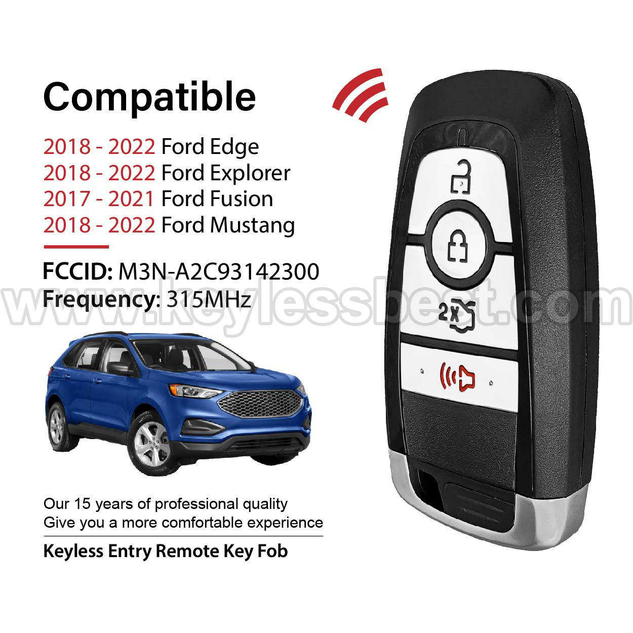 2017-2022 Ford Key Fob M3N-A2C93142300 for keylessbest - Изображение 2