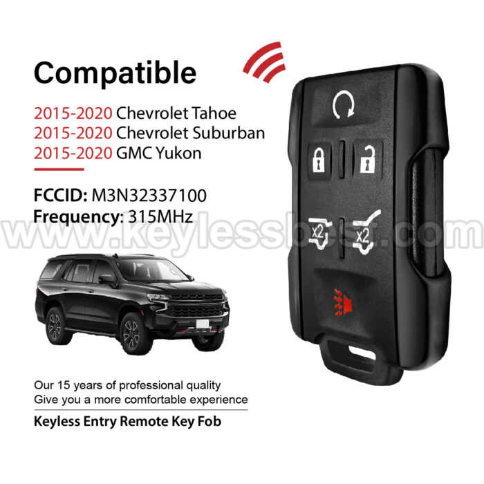 2015-2020 Chevrolet GMC Tahoe Suburban Yukon / 6 Buttons Keyless Entry Remote / M3N32337100 / PN: 13577766 - Image 2