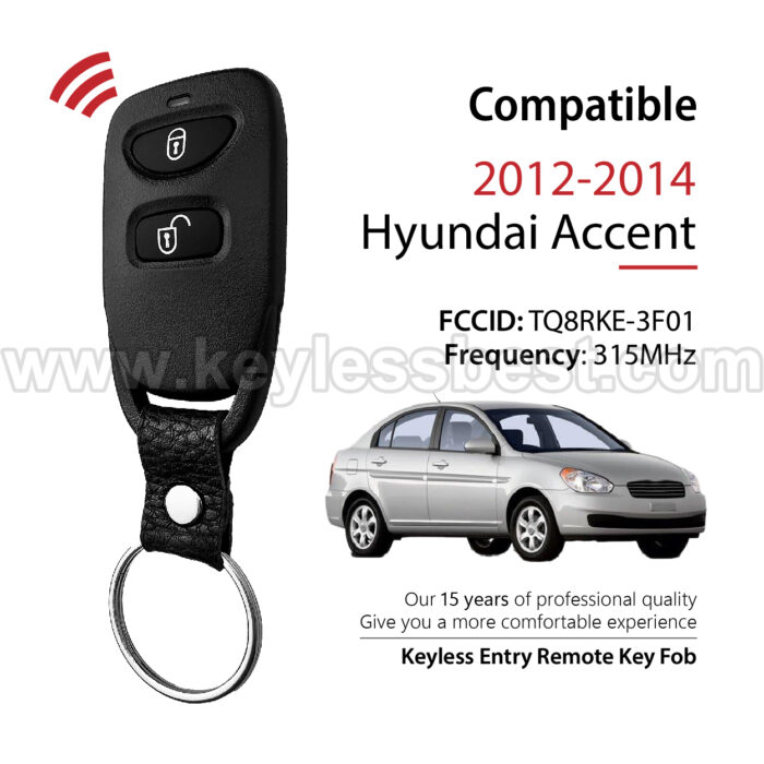 2012-2014 Hyundai Accent / 3 Buttons Keyless Entry Remote / TQ8RKE-3F01 / PN: 95430-2E200, 95430-1R200 , 954301R200, 954302E200 - Image 2