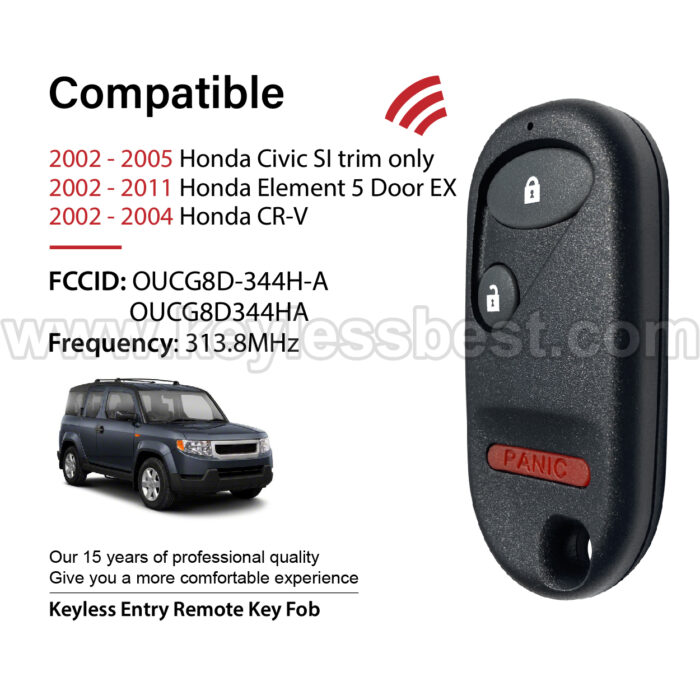 2002-2011 Honda Civic SI trim only Element 5 Door EX CR-V / 3 Buttons Keyless Entry Remote / OUCG8D-344H-A OUCG8D344HA / PN: 72147-S5T-A01 72147-S5T-A01 - Image 2