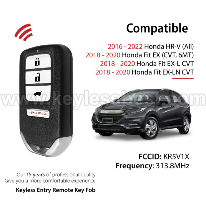 2016-2022 Honda HR-V (All) Fit EX (CVT, 6MT) Fit EX-L CVT Fit EX-LN CVT / 4 Buttons Keyless Entry Remote / KR5V1X / PN:72147-T7S-A01 - Image 2