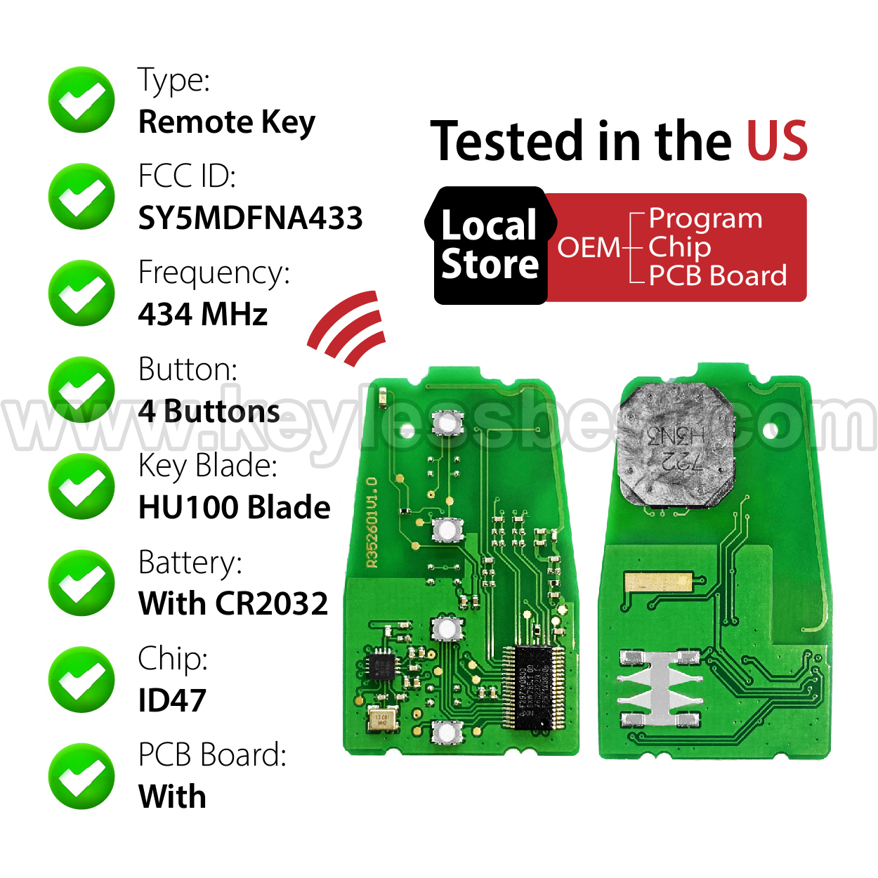 2015-2016 Hyundai Genesis / 4 Buttons Keyless Entry Remote / SY5MDFNA433 / PN:95440-B1210 / 47 - Image 4