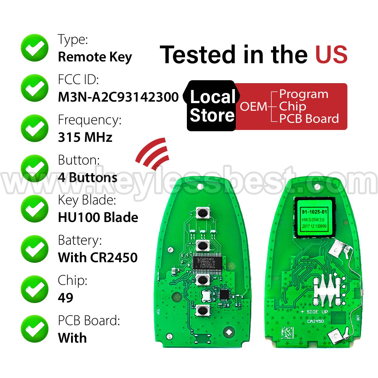 2017-2022 Ford Key Fob M3N-A2C93142300 for keylessbest - Изображение 4