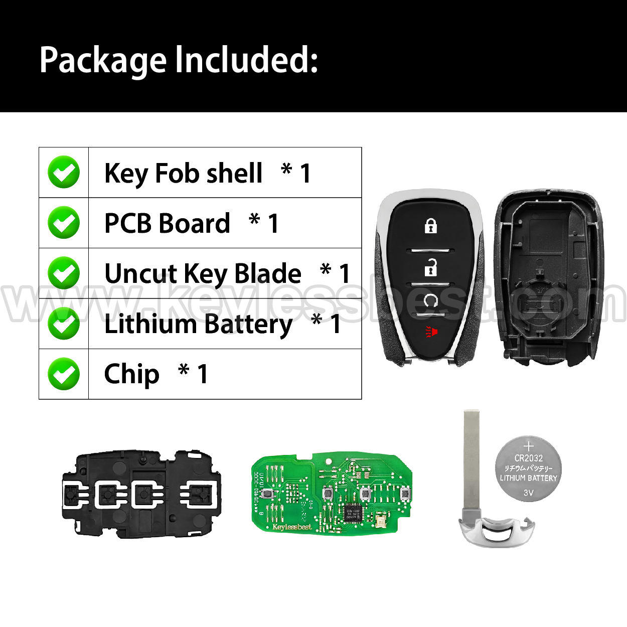 2016-2022 Chevrolet Bolt Cruze (New Model) Cruze (Canada) Equinox Sonic Traverse Trax Trailblazer Volt / 4 Buttons Keyless Entry Remote / HYQ4EA / PN:13585728 13529638 / 46 - Image 6