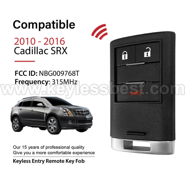 2010-2016 Cadillac SRX / 3 Buttons Keyless Entry Remote / NBG009768T / PN:20984232, 22865378 / PCF7952 - Image 2