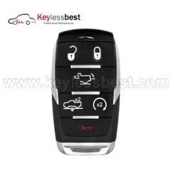 Dodge 6 buttons 433.92MHz FCC ID: OHT-4882056 IC: 5461A-4882056 PN: 68291692AD 68442910AB Buttons: Lock, Unlock, Panic, Remote Start, Tailgate, trunk Test Key: Y159 Battery: CR2032 2019 - 2024 Dodge Ram 1500 Pickup