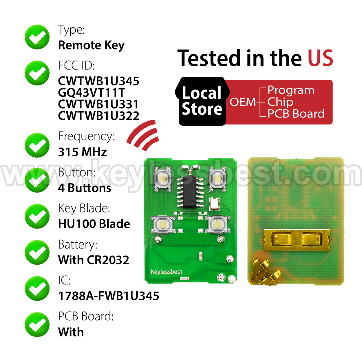 1999-2016 Ford Key Fob 2S4T-15K601-AB for keylessbest - Изображение 4