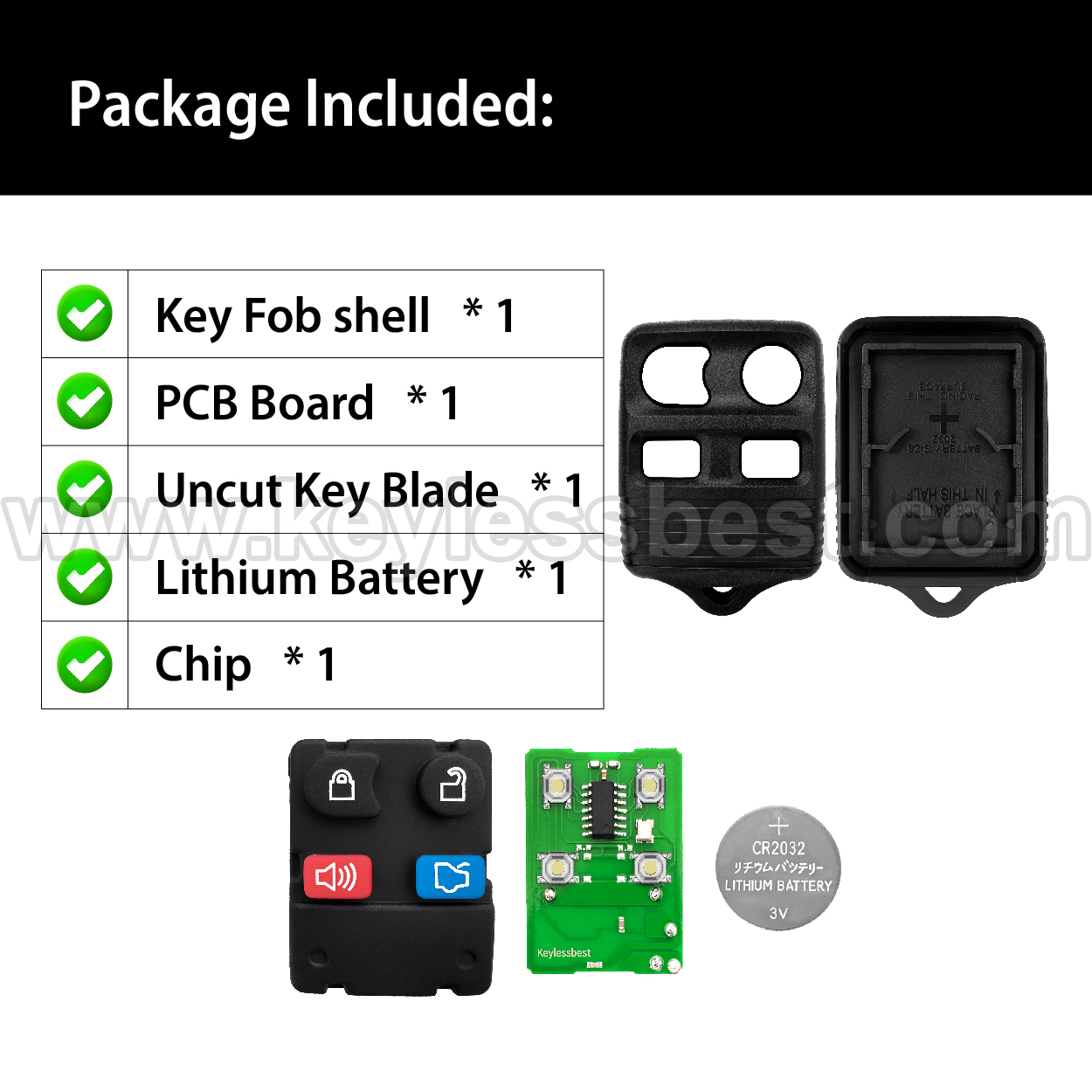 1999-2016 Ford Key Fob 2S4T-15K601-AB for keylessbest - Изображение 6