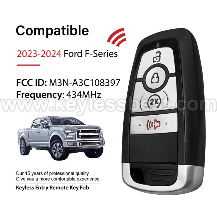2023-2024 Ford F-Series / 4 Buttons Keyless Entry Remote / M3N-A3C108397 / PN: 164-R8333 / 5945817 - Image 2