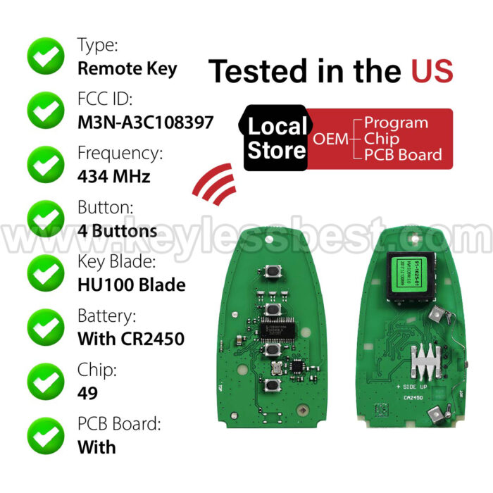 2023-2024 Ford F-Series / 4 Buttons Keyless Entry Remote / M3N-A3C108397 / PN: 164-R8333 / 5945817 - Image 4