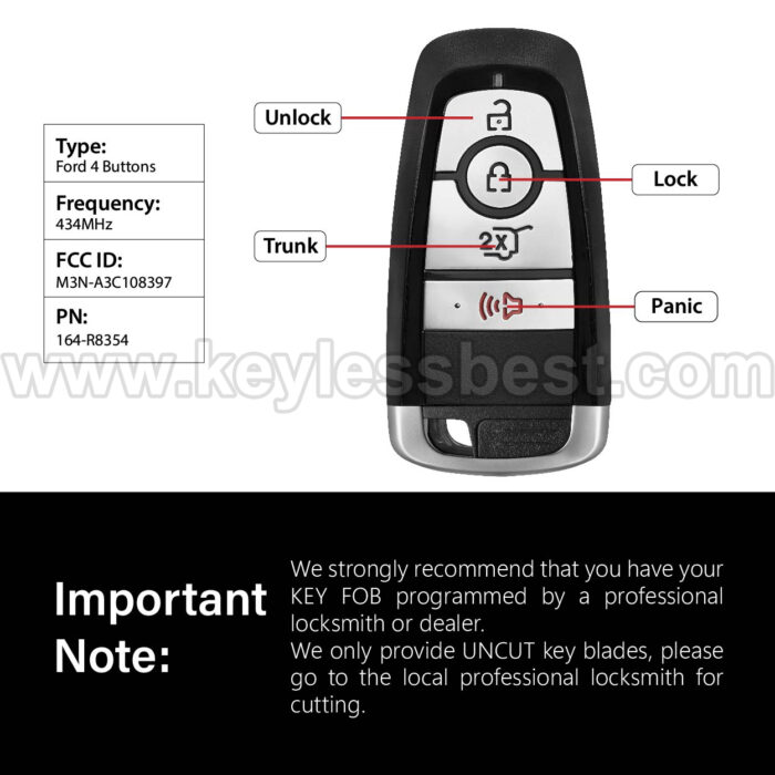 2023 Ford Expedition / 4 Buttons Keyless Entry Remote / M3N-A3C108397 / PN: 164-R8354/5946045 - Image 3