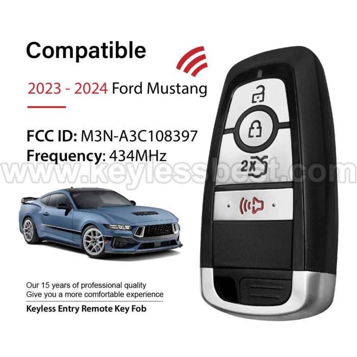 2023-2024 Ford Mustang / 4 Buttons Keyless Entry Remote / M3N-A3C108397 / PN: 164-R8346 - Image 2
