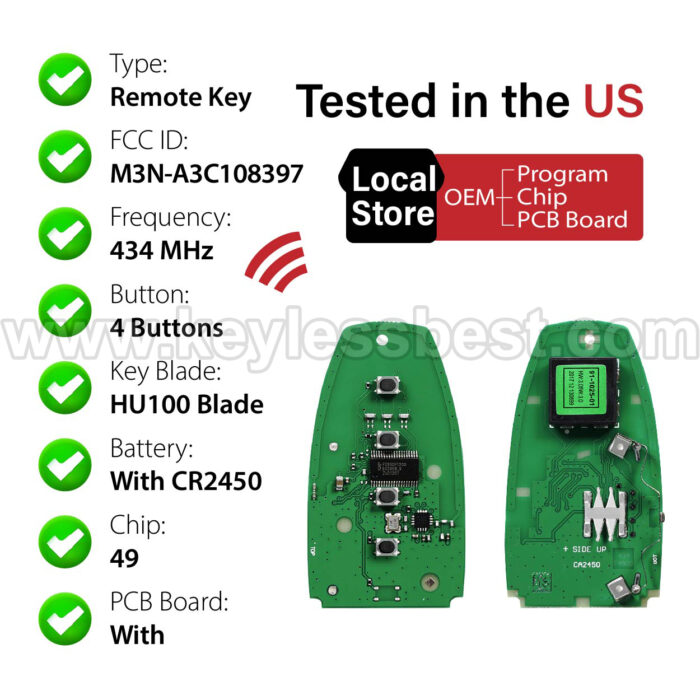 2023-2024 Ford Mustang / 4 Buttons Keyless Entry Remote / M3N-A3C108397 / PN: 164-R8346 - Image 4