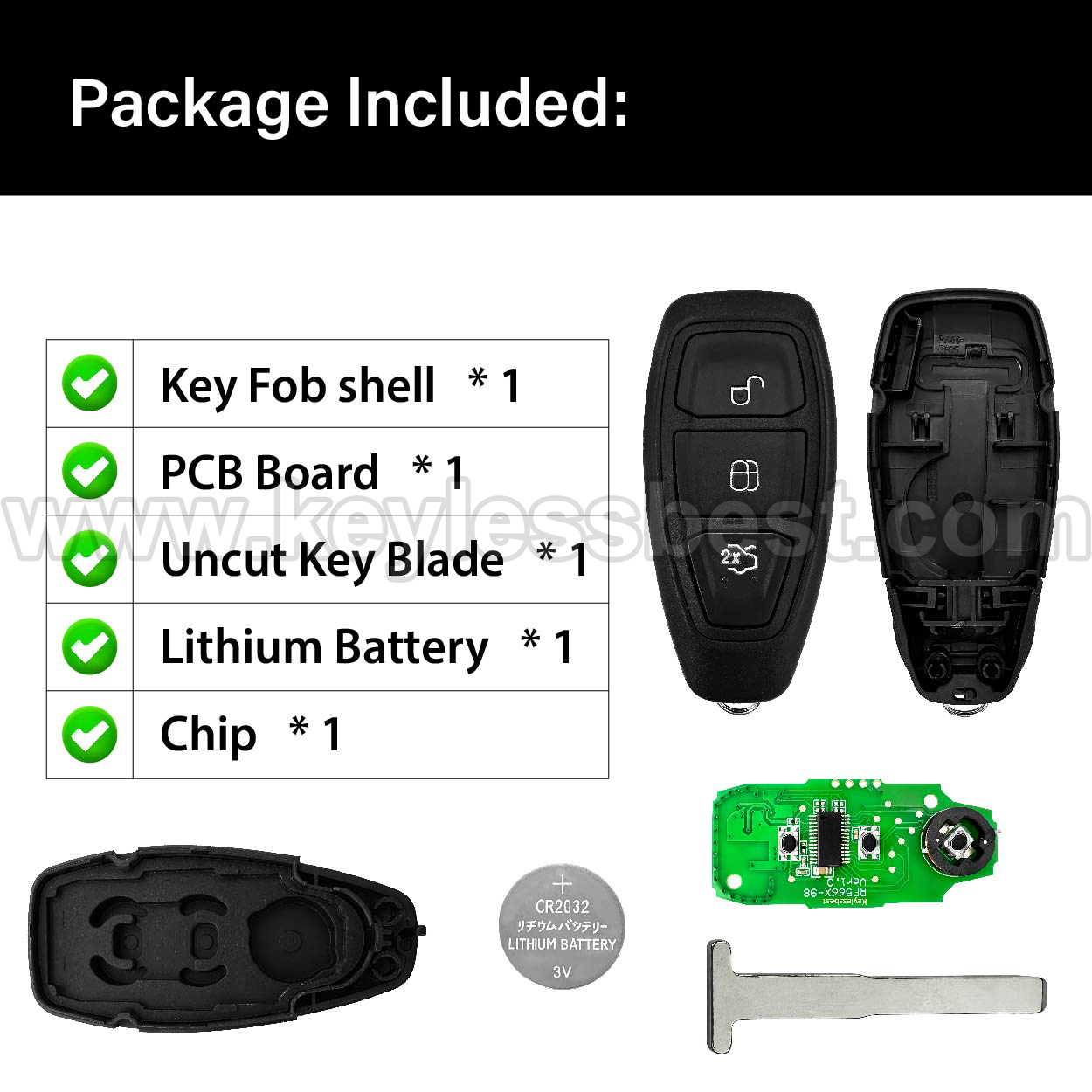 2015 -2019 Ford Focus / 3 Buttons Keyless Entry Remote / KR5876268+ / PN: 164-R8147 / 49 - Image 6