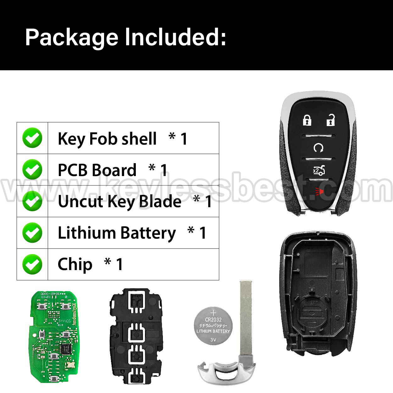 2016-2022 Chevrolet Camaro Cruze Malibu / 5 Buttons Keyless Entry Remote / HYQ4EA / PN: 13590048, 13589533, 13508769, 13584497 / 46 - Image 6