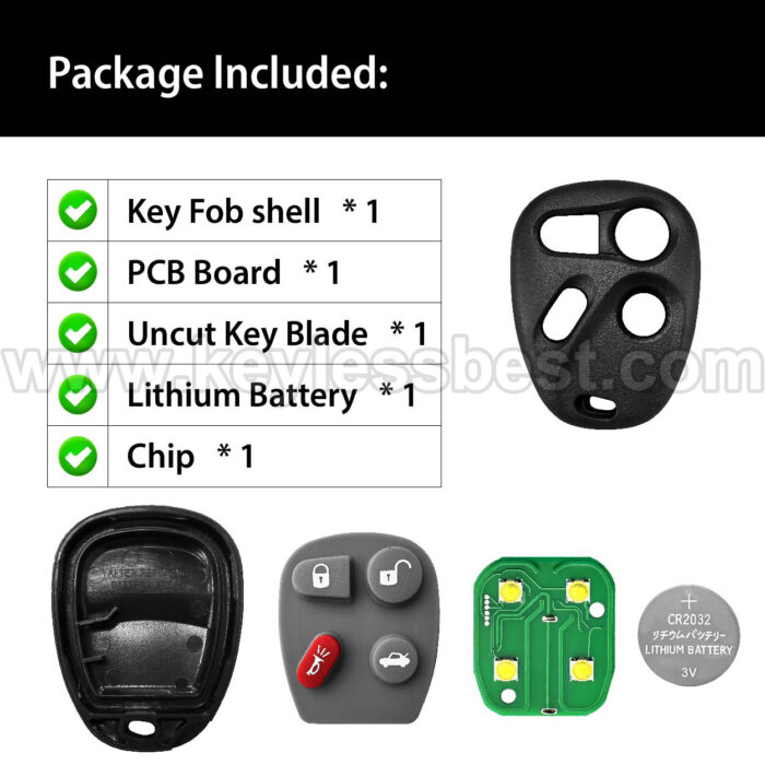 2000-2011 Chevrolet Pontiac Saturn Cadillac Cavalier Malibu Alero Grand Am Sunfire SC1 SC2 SL SL1 SL2 SW2 CTS SRX / 4  Buttons Keyless Entry Remote / L2C0005T / PN: 1626307499, 12223134, 12223132, 19115765, 19115766, 09378610, 09378620, 12223130-50 - Image 6