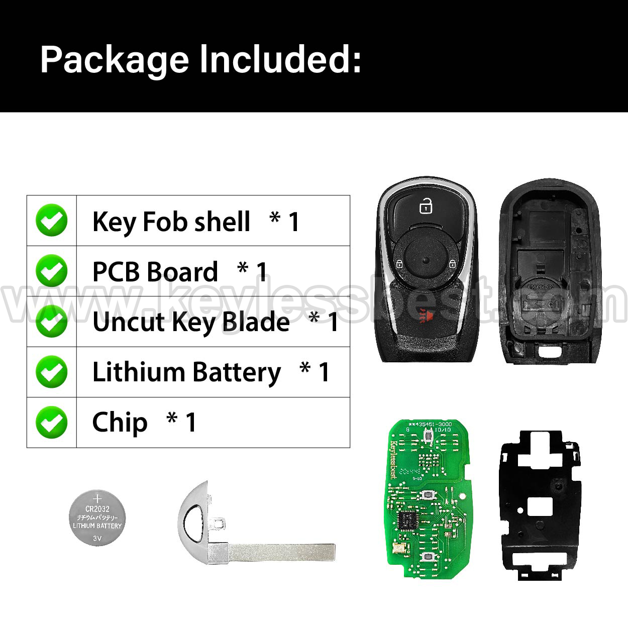 2017-2020 Buick Encore / 3 Buttons Keyless Entry Remote / HYQ4AA / PN:13506667 - Image 6