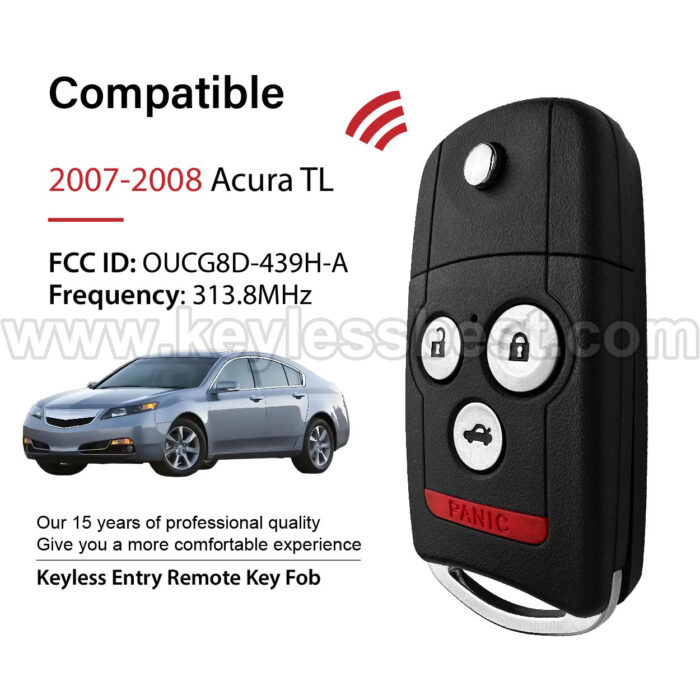 2007-2008 Acura TL / 4 Buttons Keyless Entry Remote / OUCG8D-439H-A / PN: 3511-306, 3511-307 / ID46 - Image 2