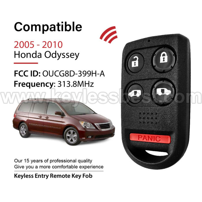 2005-2010 Honda Odyssey / 5 Buttons Keyless Entry Remote / OUCG8D-399H-A / PN: 72147-SHJ-A21 - Image 2