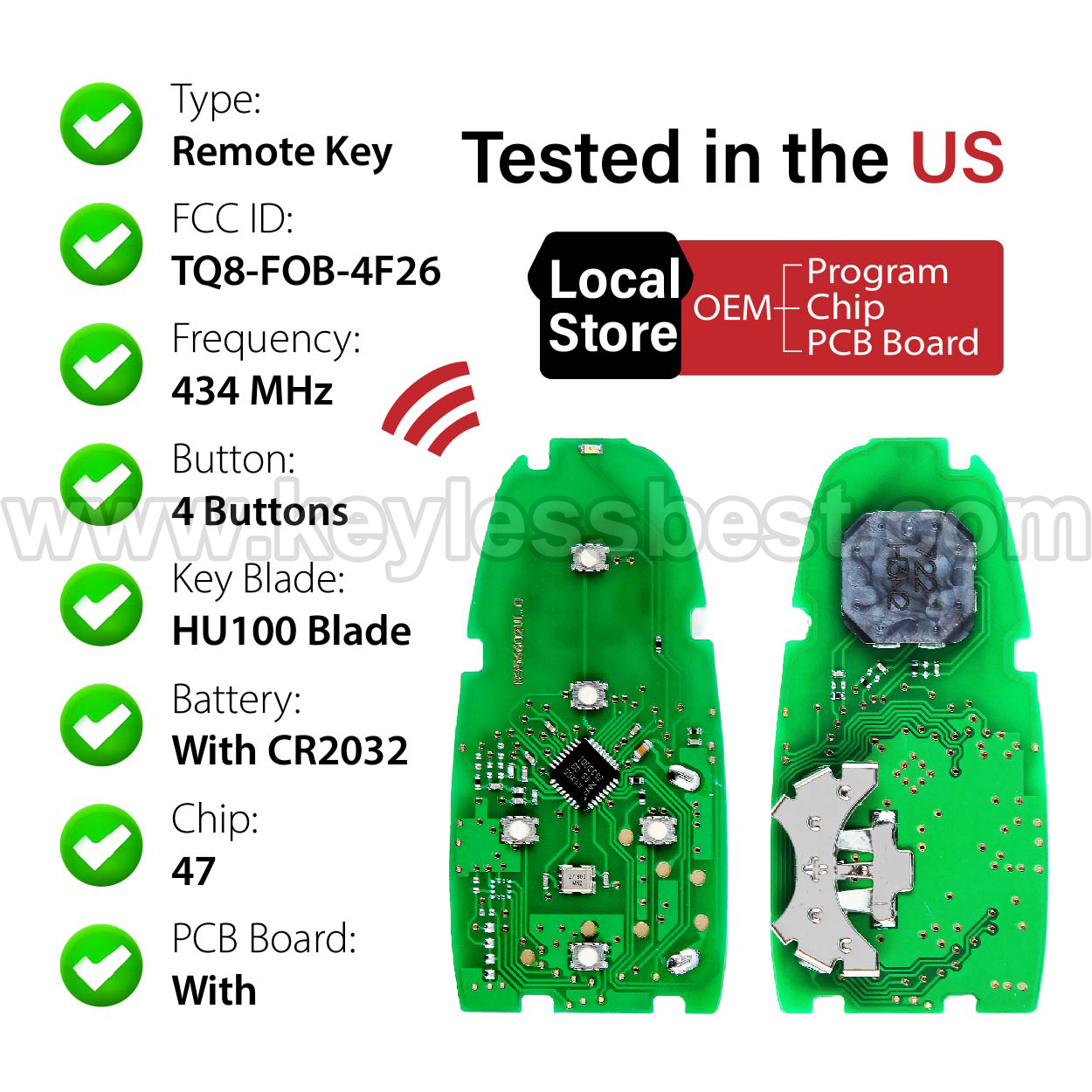 2021-2022 Hyundai Tuscon / 4 Buttons Keyless Entry Remote / TQ8-FOB-4F26 / PN: 95440-N9050 / 47 - Image 4