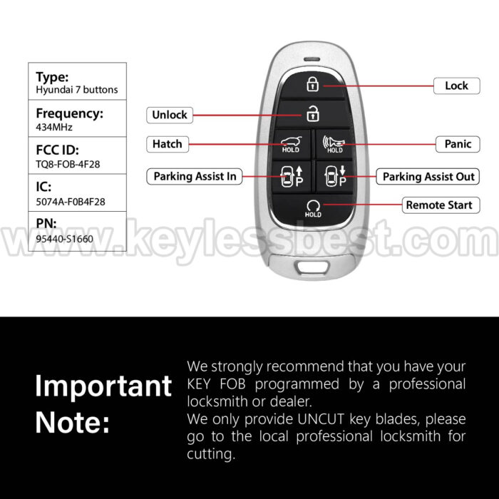 2022-2023 Hyundai Santa Fe / 7 Buttons Keyless Entry Remote / TQ8-FOB-4F28 / PN: 95440-S1660 / 47 - Image 3