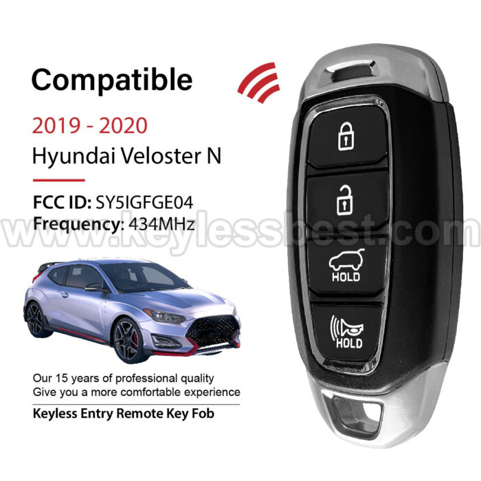 2019 - 2020 Hyundai Veloster N / 4 Buttons Keyless Entry Remote / SY5IGFGE04 / PN: 95440-K9000, 95440K9000 - Image 2