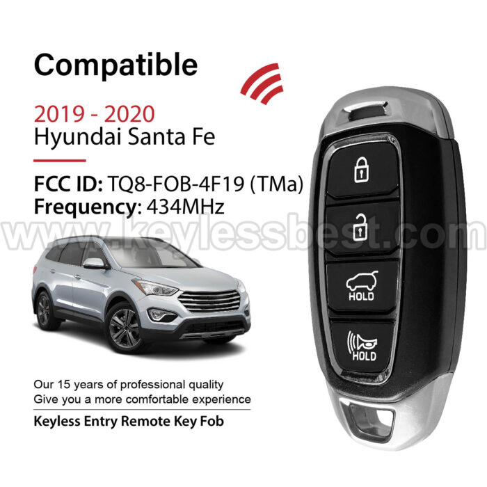 2019-2020 Hyundai Santa Fe / 4 Buttons Keyless Entry Remote / TQ8-FOB-4F19 / PN: 95440-S1000, 95440S1000 - Image 2