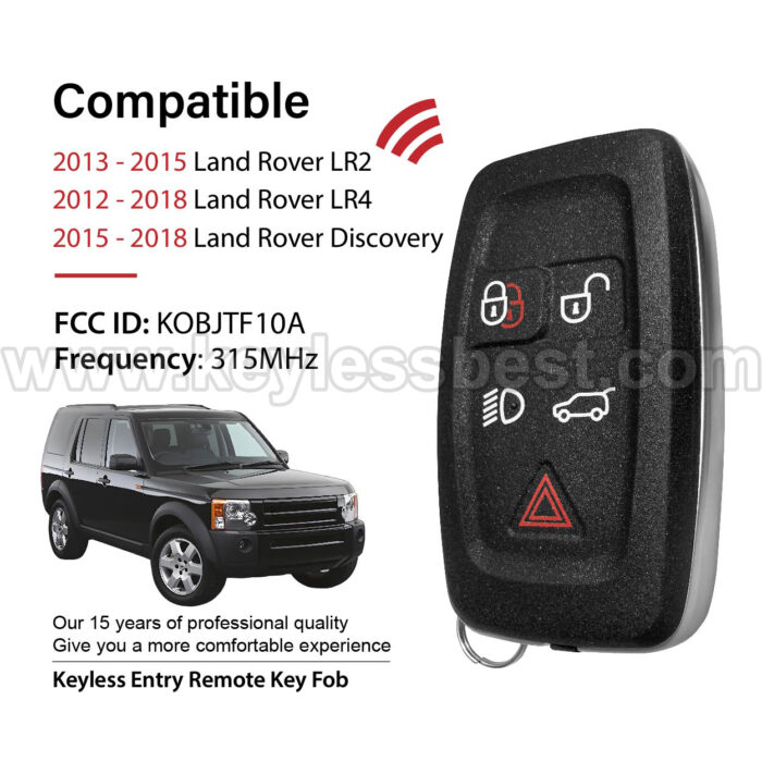 2012-2018 Land Rover LR2 LR4 Discovery / 5 Buttons Keyless Entry Remote /  KOBJTF10A / PN: 5E0U40147 - Image 2