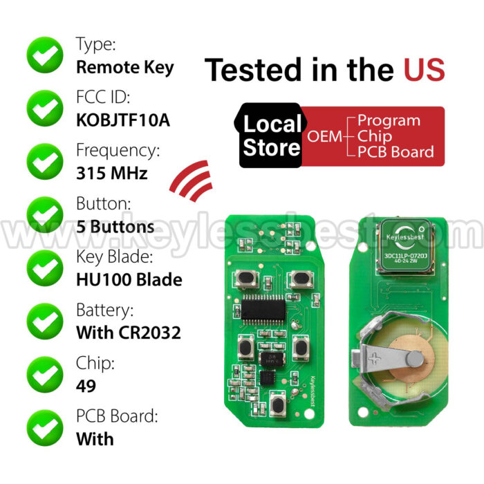 2012-2018 Land Rover LR2 LR4 Discovery / 5 Buttons Keyless Entry Remote /  KOBJTF10A / PN: 5E0U40147 - Image 4