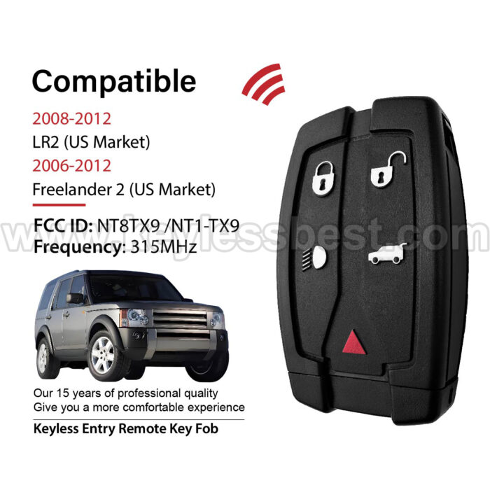 2006-2012 Land Rover LR2 Freelander 2 / 5 Buttons Keyless Entry Remote / NT8TX9 NT1-TX9 - Image 2