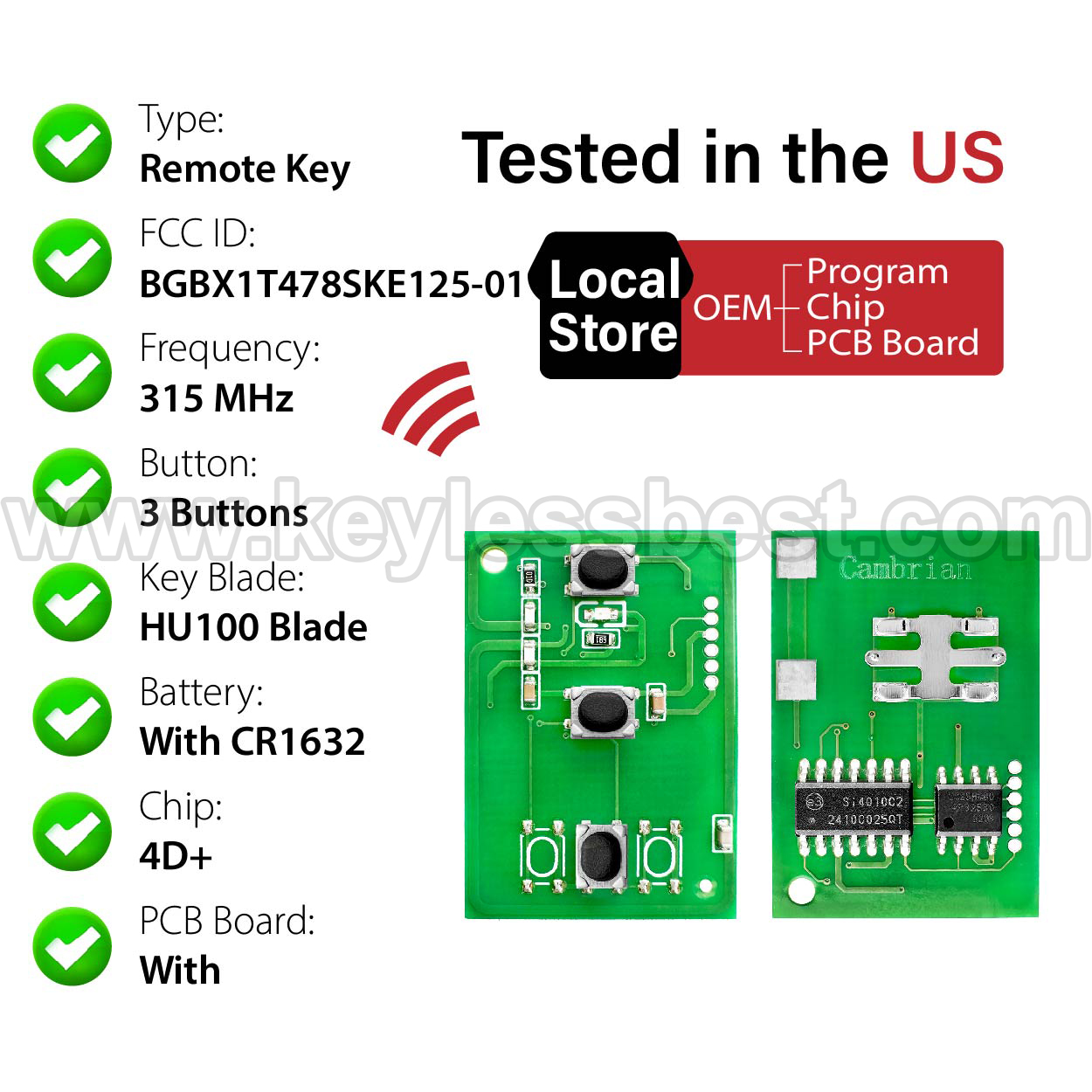 2006-2015 Mazda Keyless Entry Fob BGBX1T478SKE125-01 PN: CC43-67-5RYC - Imagen 4