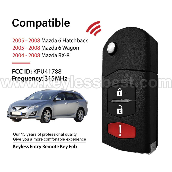 2004-2008 Mazda 6 Hatchback 6 Wagon RX-8 / 3 Buttons Keyless Entry Remote / KPU41788 / PN: GP7A-67-5RYB / 63 80bit - Image 2
