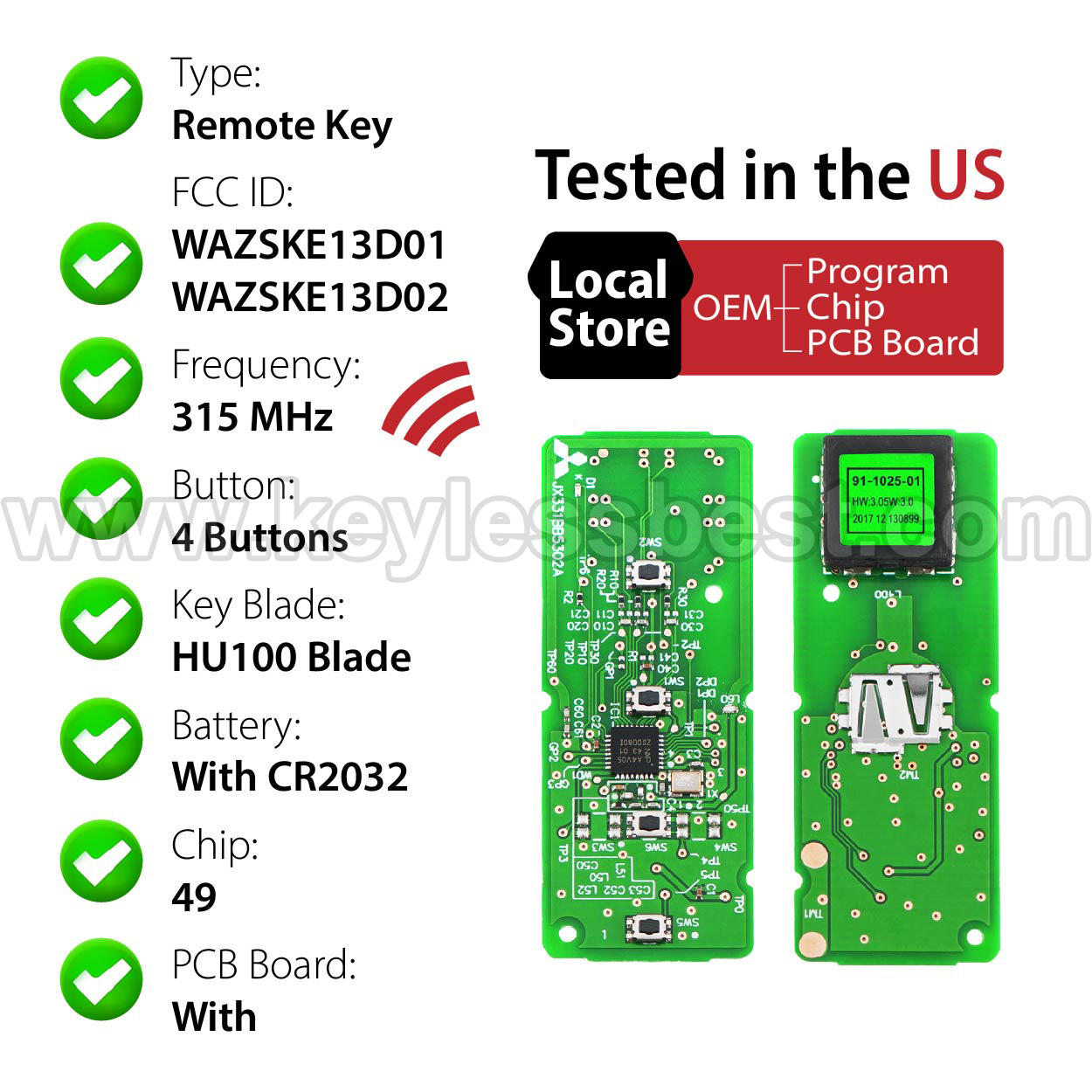 2014-2019 Mazda 6 3 Miata MX-5 / 4 Buttons Keyless Entry Remote / WAZSKE13D01 WAZSKE13D02 / PN:GJY9-67-5DY, GJY9-67-5RY - Image 4