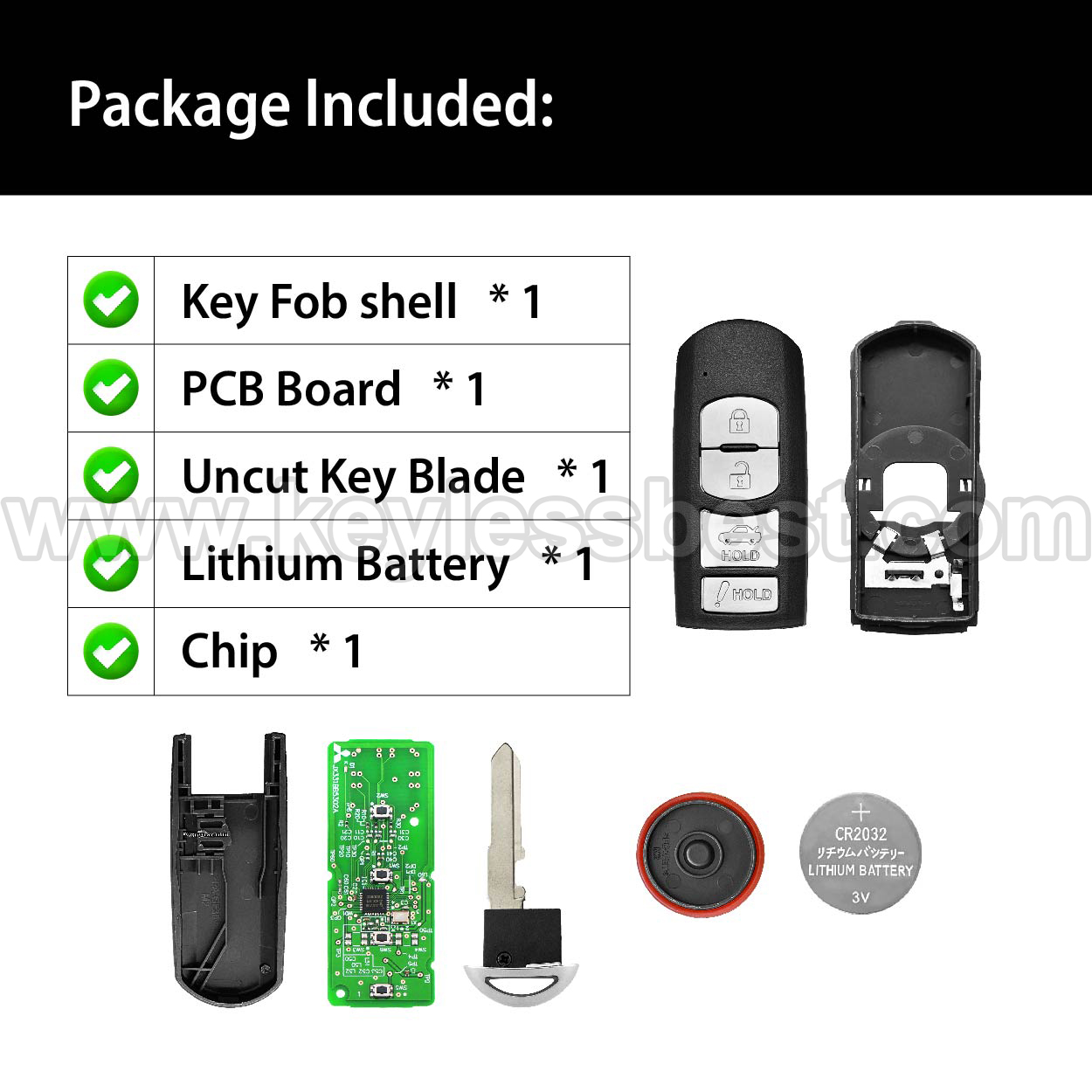 2014-2019 Mazda 6 3 Miata MX-5 / 4 Buttons Keyless Entry Remote / WAZSKE13D01 WAZSKE13D02 / PN:GJY9-67-5DY, GJY9-67-5RY - Image 6