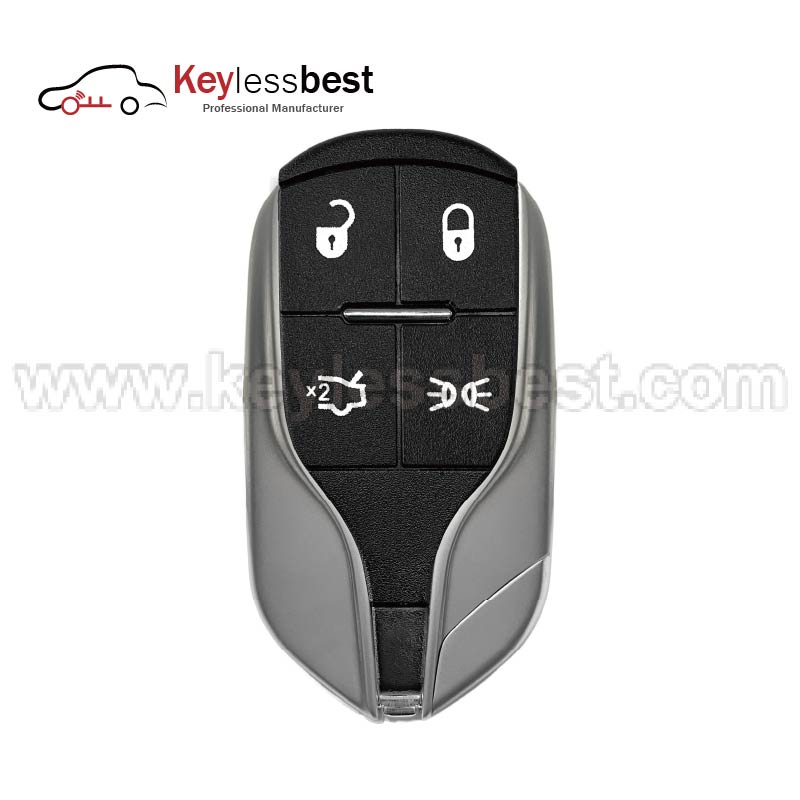 Maserati 4buttons 433MHz FCC ID: M3N-7393490 IC: 7812A-7393490 PN: 670019938 Buttons: Unlock, Lock, Trunk , High Beams 2014 - 2018 Maserati Ghibli 2014 - 2016 Maserati Quattroporte 2017 - 2020 Maserati Levante