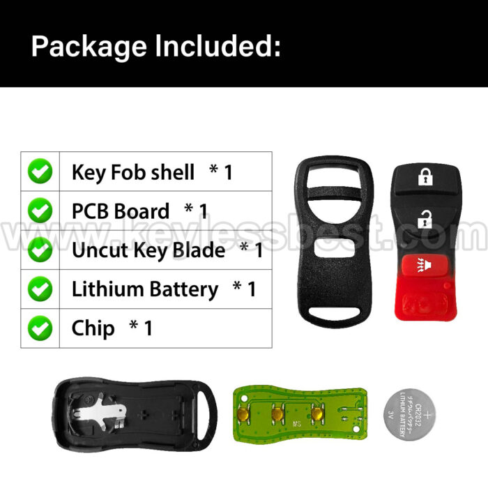 2002-2017 Infiniti Nissan FX35 FX45 QX4 Armada Frontier Murano NV1500, NV2500, NV3500 Pathfinder Titan Versa Xterra / 3 Buttons Keyless Entry Remote / KBRASTU15, CWTWB1U415, CWTWB1U733, CWTWB1U821 / PN: 28268-5W501, 28268-5W500, 28268-7Z800, 28268-C990A,28268-ZT03A - Image 6