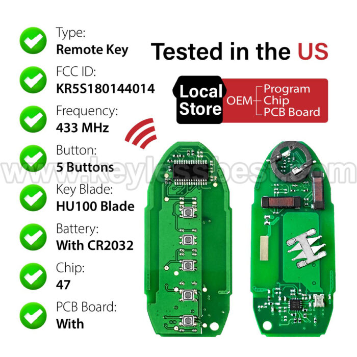 2013-2015 Nissan Altima Maxima / 5 Buttons Keyless Entry Remote / KR5S180144014 / PN: 285E3-3TP5A , 285E3-9HP5B , 285E3-3TP05 / 47 - Image 4
