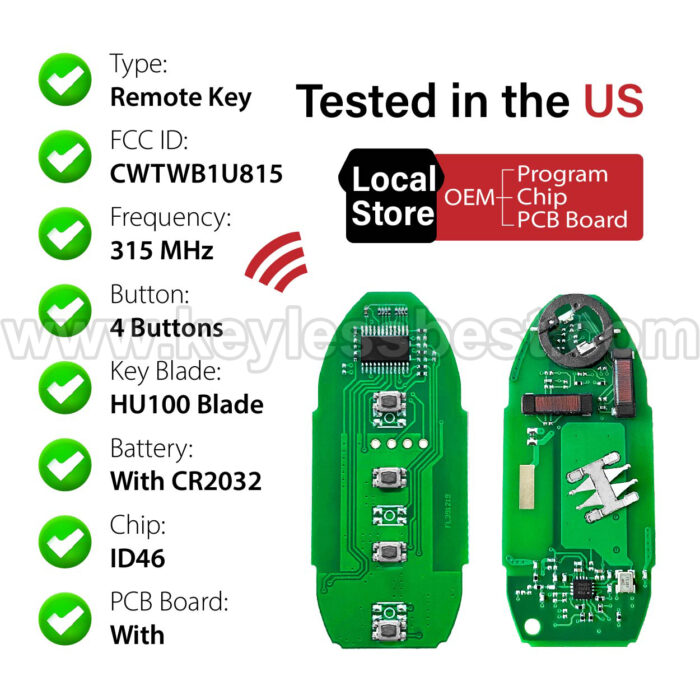 2012 - 2016 NISSAN SENTRA VERSA / 4 Buttons Keyless Entry Remote / CWTWB1U815 / PN: 285E3-3AA0A / ID46 - Image 4
