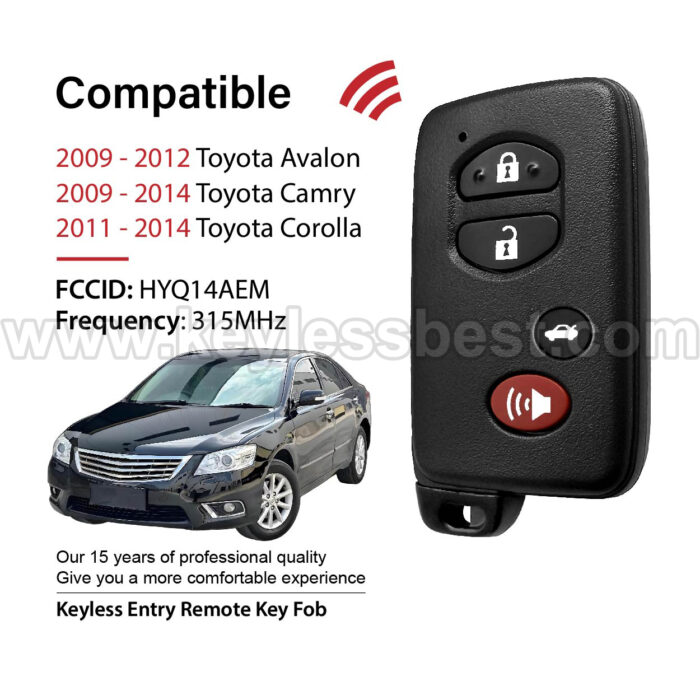 2009-2014 Toyota Avalon Camry Corolla / 4 Buttons Keyless Entry Remote / HYQ14AEM / PN: 89904-06131 - Image 2
