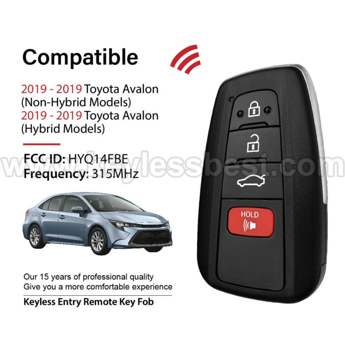 2019 Toyota Avalon / 4 Buttons Keyless Entry Remote / HYQ14FBE / PN: 8990H-07010 - Image 2