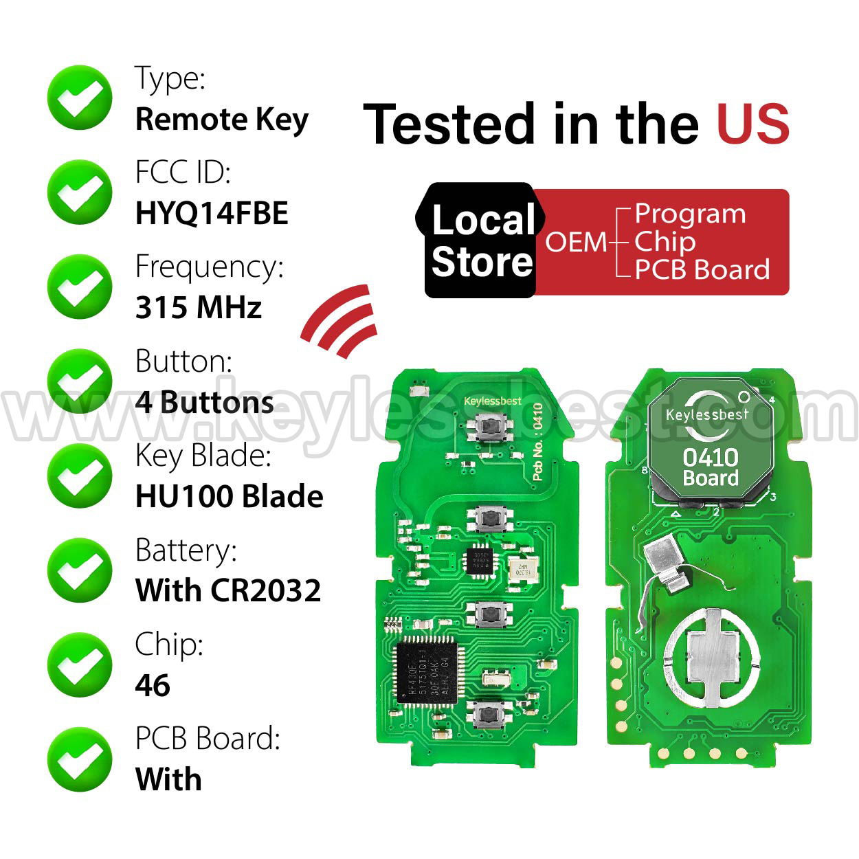 2019 Toyota Avalon / 4 Buttons Keyless Entry Remote / HYQ14FBE / PN: 8990H-07010 - Image 4