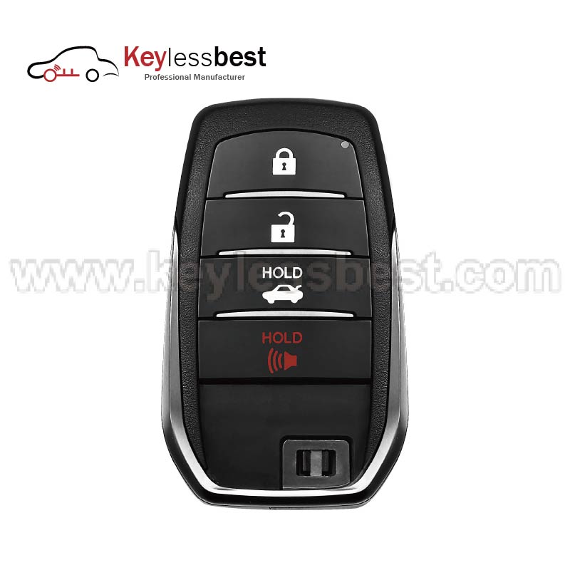 Toyota 4 buttons 315MHz FCC ID: HYQ14FBA IC: 1551A-14FBA Board ID: AG Board 2110 Buttons: Lock, Unlock, Panic, Trunk Emergency Key Not Included Test Key: LXP90 PN: 89904-62020 2016-2019 Toyota MIRAI