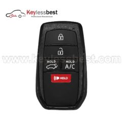 Toyota 5 buttons 315MHz FCC ID: HYQ14FBX PN: 8990H-42520 Buttons: Lock, Unlock, Hatch, A/C, Panic Aftermarket Emergency Key Blade NOT Included Test Key: LXP90 2023 Toyota bZ4X