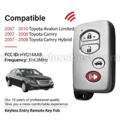 2007-2010 Toyota Avalon Limited Camry Camry Hybrid / 4 Buttons Keyless Entry Remote / HYQ14AAB / PN: 89904-06041