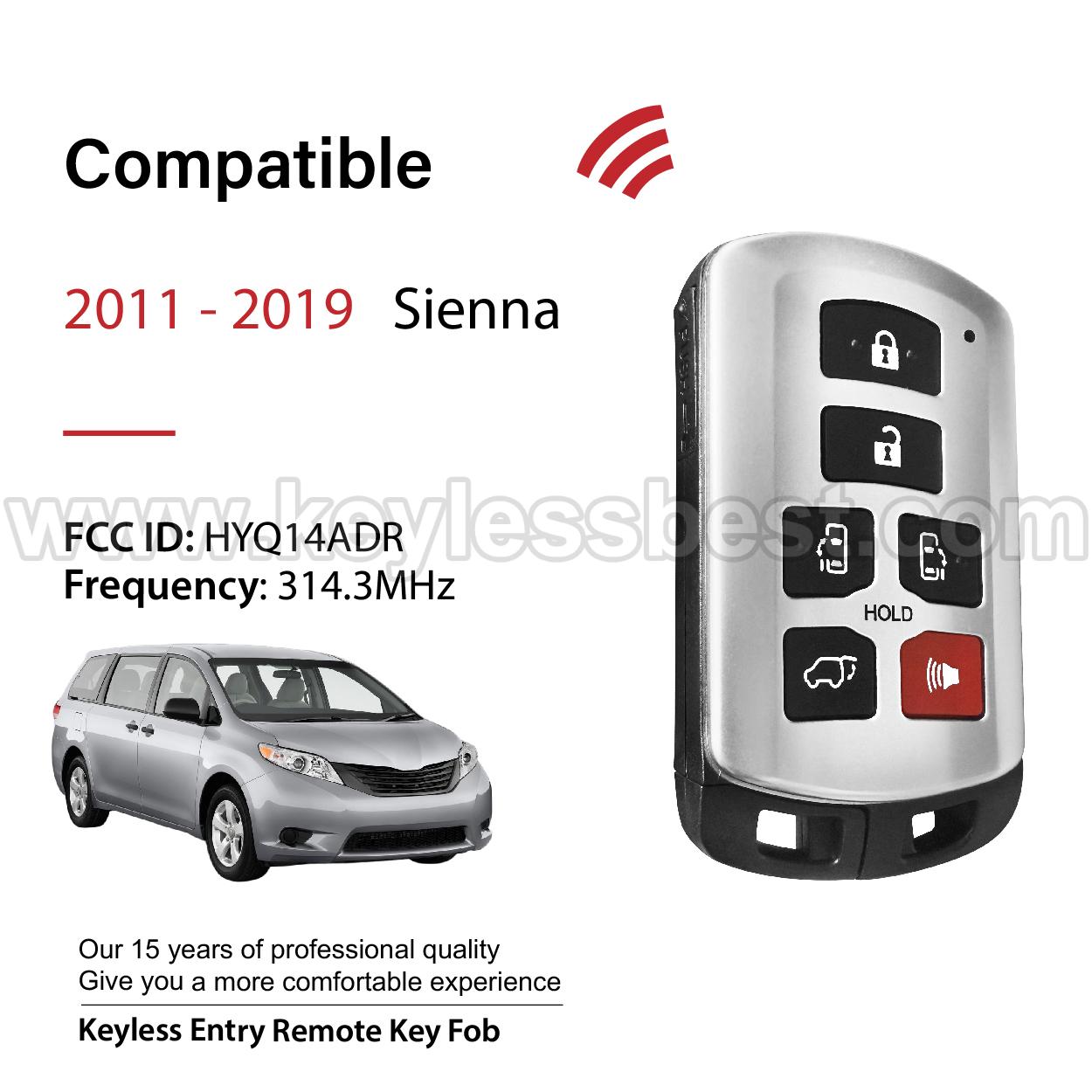 2011-2019 Toyota Sienna / 6 Buttons Keyless Entry Remote / HYQ14ADR