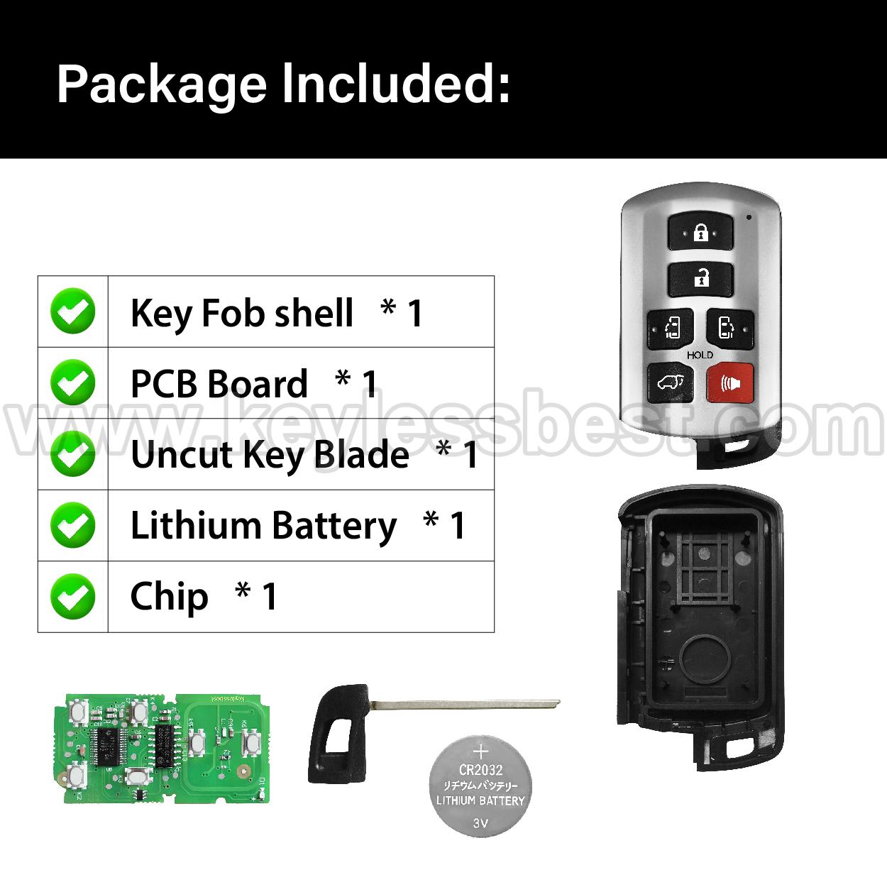 2011-2019 Toyota Sienna / 6 Buttons Keyless Entry Remote / HYQ14ADR