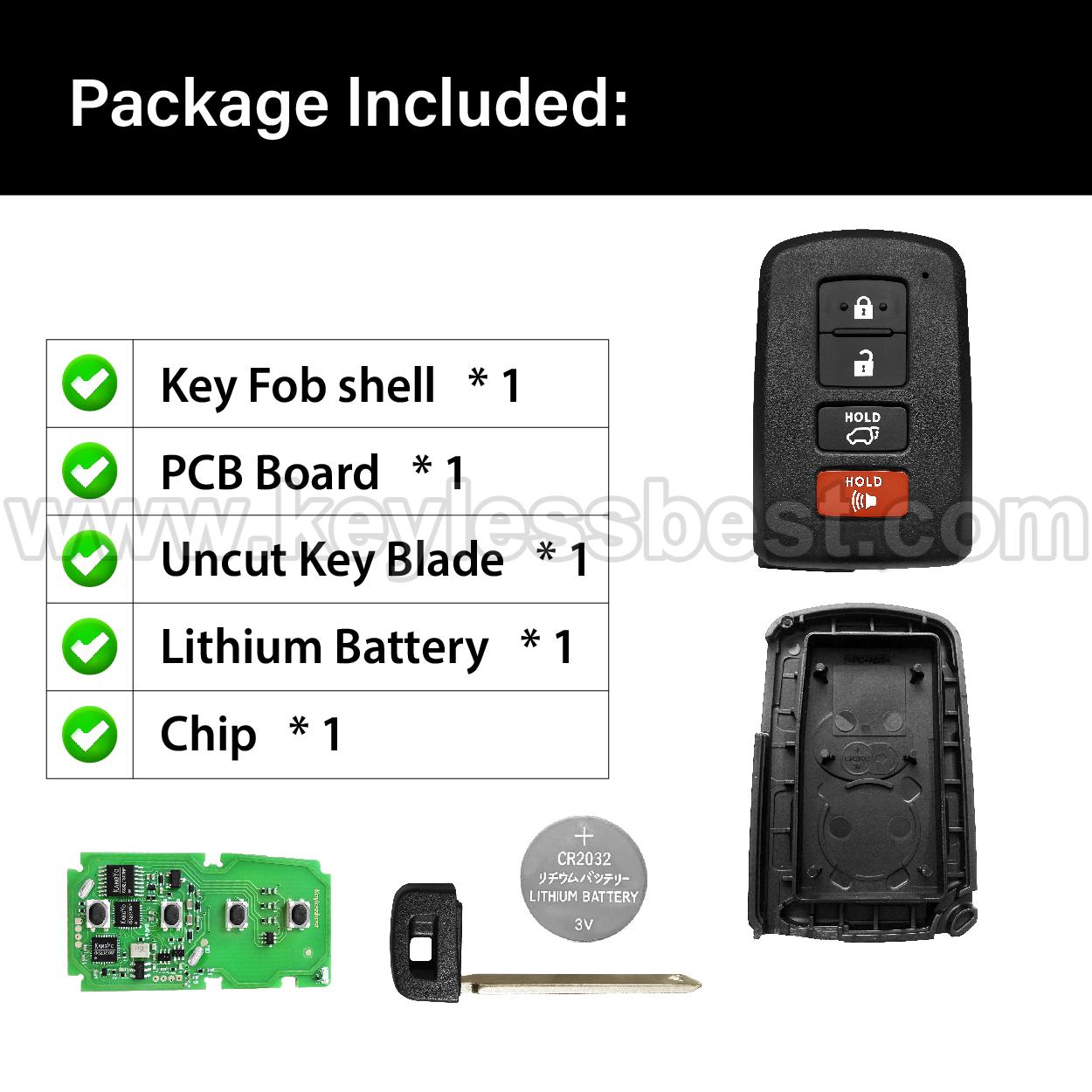 2014-2021 Toyota Highlander Sequoia / 4 Buttons Keyless Entry Remote / HYQ14FBA / PN: 89904-0E121 899040E121