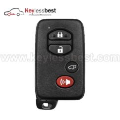 Toyota 4 buttons 315MHz FCC ID: HYQ14AAB IC: 1551A-14AAB Board ID: # 271451-0140 PN: 89904-48110 Buttons: Lock, Unlock, Panic, Trunk 2007 - 2014 Toyota Highlander